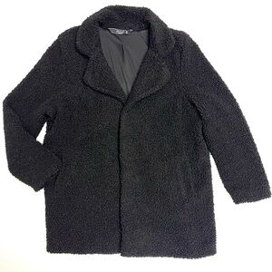Stoosh Black Sherpa Oversized Snap Front Cozy Teddy Jacket - Sz M